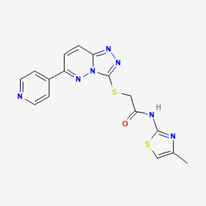 molecular formula C16H13N7OS2 B11258439 N-(4-methylthiazol-2-yl)-2-((6-(pyridin-4-yl)-[1,2,4]triazolo[4,3-b]pyridazin-3-yl)thio)acetamide 