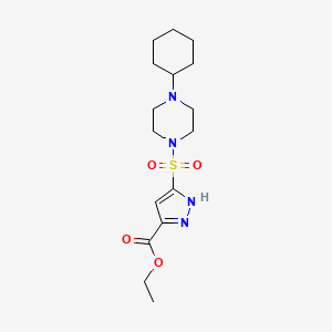 molecular formula C16H26N4O4S B11258449 ethyl 3-[(4-cyclohexylpiperazin-1-yl)sulfonyl]-1H-pyrazole-5-carboxylate 