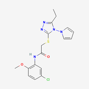 molecular formula C17H18ClN5O2S B11258481 N-(5-chloro-2-methoxyphenyl)-2-{[5-ethyl-4-(1H-pyrrol-1-yl)-4H-1,2,4-triazol-3-yl]sulfanyl}acetamide 