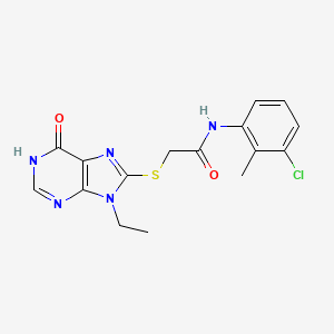 molecular formula C16H16ClN5O2S B11258559 N-(3-chloro-2-methylphenyl)-2-[(9-ethyl-6-oxo-6,9-dihydro-1H-purin-8-yl)sulfanyl]acetamide 