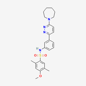molecular formula C25H30N4O3S B11258571 N-(3-(6-(azepan-1-yl)pyridazin-3-yl)phenyl)-4-methoxy-2,5-dimethylbenzenesulfonamide 