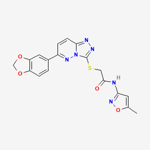 molecular formula C18H14N6O4S B11258751 2-((6-(benzo[d][1,3]dioxol-5-yl)-[1,2,4]triazolo[4,3-b]pyridazin-3-yl)thio)-N-(5-methylisoxazol-3-yl)acetamide 