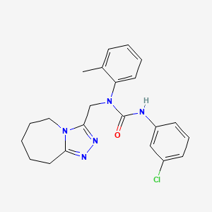 molecular formula C22H24ClN5O B11258946 3-(3-chlorophenyl)-1-(2-methylphenyl)-1-(6,7,8,9-tetrahydro-5H-[1,2,4]triazolo[4,3-a]azepin-3-ylmethyl)urea 