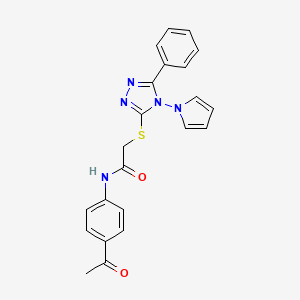 molecular formula C22H19N5O2S B11258962 N-(4-acetylphenyl)-2-{[5-phenyl-4-(1H-pyrrol-1-yl)-4H-1,2,4-triazol-3-yl]sulfanyl}acetamide 