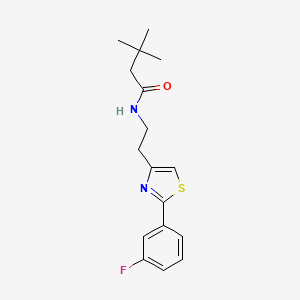 molecular formula C17H21FN2OS B11258973 N-(2-(2-(3-fluorophenyl)thiazol-4-yl)ethyl)-3,3-dimethylbutanamide 