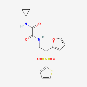 molecular formula C15H16N2O5S2 B11258987 N-Cyclopropyl-N'-[2-(furan-2-YL)-2-(thiophene-2-sulfonyl)ethyl]ethanediamide 