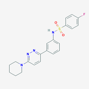 molecular formula C21H21FN4O2S B11259044 4-fluoro-N-(3-(6-(piperidin-1-yl)pyridazin-3-yl)phenyl)benzenesulfonamide 