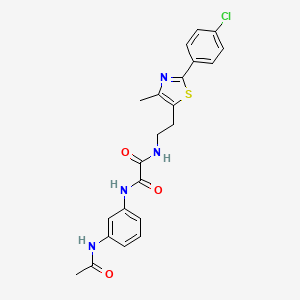 molecular formula C22H21ClN4O3S B11259351 N1-(3-acetamidophenyl)-N2-(2-(2-(4-chlorophenyl)-4-methylthiazol-5-yl)ethyl)oxalamide 