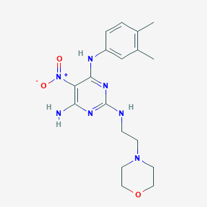 molecular formula C18H25N7O3 B11259384 N~4~-(3,4-dimethylphenyl)-N~2~-[2-(morpholin-4-yl)ethyl]-5-nitropyrimidine-2,4,6-triamine 
