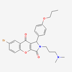molecular formula C25H27BrN2O4 B11259483 7-bromo-2-[3-(dimethylamino)propyl]-1-(4-propoxyphenyl)-1H,2H,3H,9H-chromeno[2,3-c]pyrrole-3,9-dione 