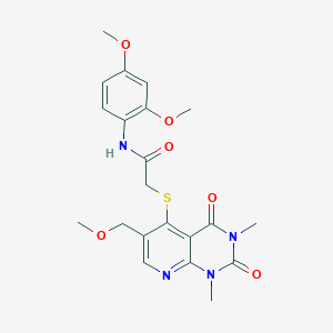 molecular formula C21H24N4O6S B11259553 N-(2,4-dimethoxyphenyl)-2-((6-(methoxymethyl)-1,3-dimethyl-2,4-dioxo-1,2,3,4-tetrahydropyrido[2,3-d]pyrimidin-5-yl)thio)acetamide 