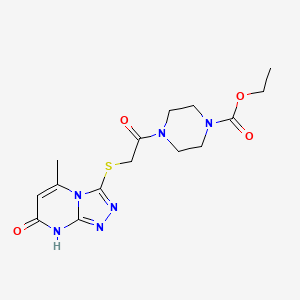 molecular formula C15H20N6O4S B11259571 Ethyl 4-[2-({5-methyl-7-oxo-7H,8H-[1,2,4]triazolo[4,3-A]pyrimidin-3-YL}sulfanyl)acetyl]piperazine-1-carboxylate 