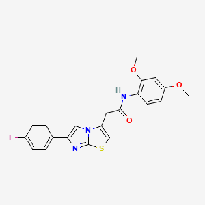 molecular formula C21H18FN3O3S B11259600 N-(2,4-dimethoxyphenyl)-2-(6-(4-fluorophenyl)imidazo[2,1-b]thiazol-3-yl)acetamide 