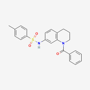 molecular formula C23H22N2O3S B11259604 N-(1-benzoyl-1,2,3,4-tetrahydroquinolin-7-yl)-4-methylbenzenesulfonamide 