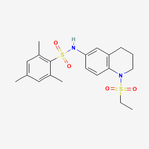 molecular formula C20H26N2O4S2 B11259709 N-(1-(ethylsulfonyl)-1,2,3,4-tetrahydroquinolin-6-yl)-2,4,6-trimethylbenzenesulfonamide 