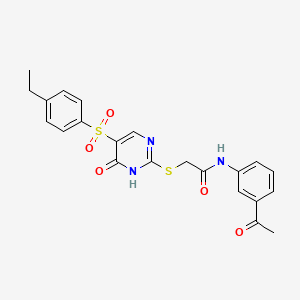 molecular formula C22H21N3O5S2 B11259742 N-(3-acetylphenyl)-2-({5-[(4-ethylphenyl)sulfonyl]-6-oxo-1,6-dihydropyrimidin-2-yl}sulfanyl)acetamide 