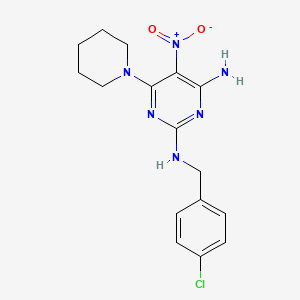 molecular formula C16H19ClN6O2 B11259750 N~2~-(4-chlorobenzyl)-5-nitro-6-(piperidin-1-yl)pyrimidine-2,4-diamine 