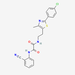 molecular formula C21H17ClN4O2S B11259754 N1-(2-(2-(4-chlorophenyl)-4-methylthiazol-5-yl)ethyl)-N2-(2-cyanophenyl)oxalamide 