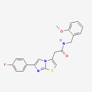 molecular formula C21H18FN3O2S B11259761 2-(6-(4-fluorophenyl)imidazo[2,1-b]thiazol-3-yl)-N-(2-methoxybenzyl)acetamide 