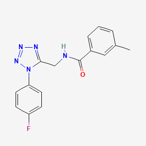 molecular formula C16H14FN5O B11259814 N-((1-(4-fluorophenyl)-1H-tetrazol-5-yl)methyl)-3-methylbenzamide 