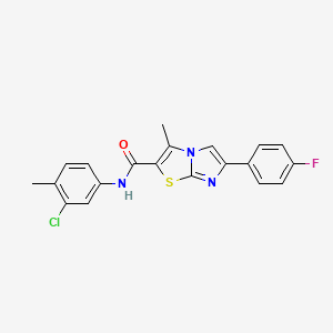 molecular formula C20H15ClFN3OS B11260009 N-(3-chloro-4-methylphenyl)-6-(4-fluorophenyl)-3-methylimidazo[2,1-b][1,3]thiazole-2-carboxamide 