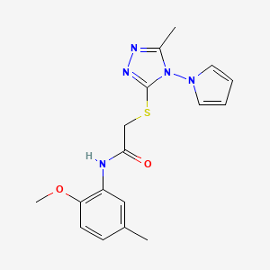 molecular formula C17H19N5O2S B11260078 N-(2-methoxy-5-methylphenyl)-2-{[5-methyl-4-(1H-pyrrol-1-yl)-4H-1,2,4-triazol-3-yl]sulfanyl}acetamide 