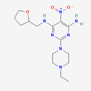 molecular formula C15H25N7O3 B11260270 2-(4-ethylpiperazin-1-yl)-5-nitro-N-(tetrahydrofuran-2-ylmethyl)pyrimidine-4,6-diamine 