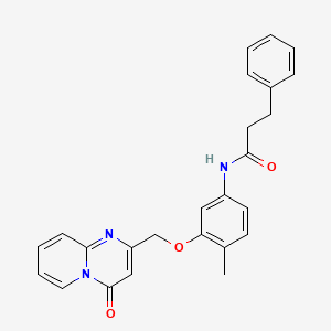 molecular formula C25H23N3O3 B11260326 N-[4-Methyl-3-({4-oxo-4H-pyrido[1,2-A]pyrimidin-2-YL}methoxy)phenyl]-3-phenylpropanamide 