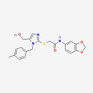 molecular formula C21H21N3O4S B11260380 N-(2H-1,3-Benzodioxol-5-YL)-2-{[5-(hydroxymethyl)-1-[(4-methylphenyl)methyl]-1H-imidazol-2-YL]sulfanyl}acetamide CAS No. 904816-37-1