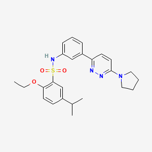 molecular formula C25H30N4O3S B11260542 2-ethoxy-5-isopropyl-N-(3-(6-(pyrrolidin-1-yl)pyridazin-3-yl)phenyl)benzenesulfonamide 