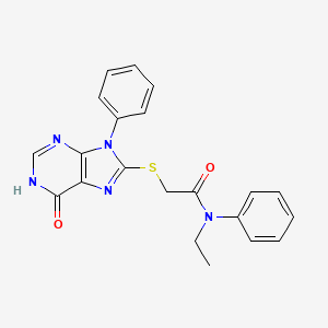 molecular formula C21H19N5O2S B11260620 N-ethyl-2-[(6-oxo-9-phenyl-6,9-dihydro-1H-purin-8-yl)sulfanyl]-N-phenylacetamide 