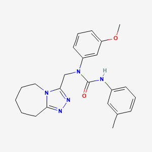 molecular formula C23H27N5O2 B11260752 1-(3-methoxyphenyl)-3-(3-methylphenyl)-1-(6,7,8,9-tetrahydro-5H-[1,2,4]triazolo[4,3-a]azepin-3-ylmethyl)urea 
