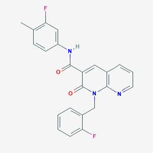 molecular formula C23H17F2N3O2 B11260884 N-(3-Fluoro-4-methylphenyl)-1-[(2-fluorophenyl)methyl]-2-oxo-1,2-dihydro-1,8-naphthyridine-3-carboxamide 