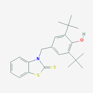 molecular formula C22H27NOS2 B011261 2(3H)-Benzothiazolethione, 3-[[3,5-bis(1,1-dimethylethyl)-4-hydroxyphenyl]methyl]- CAS No. 105247-17-4