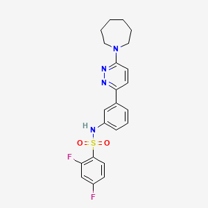 molecular formula C22H22F2N4O2S B11261055 N-(3-(6-(azepan-1-yl)pyridazin-3-yl)phenyl)-2,4-difluorobenzenesulfonamide 