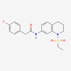 molecular formula C19H21FN2O3S B11261061 N-(1-(ethylsulfonyl)-1,2,3,4-tetrahydroquinolin-7-yl)-2-(4-fluorophenyl)acetamide 