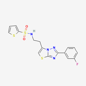 molecular formula C16H13FN4O2S3 B11261142 N-(2-(2-(3-fluorophenyl)thiazolo[3,2-b][1,2,4]triazol-6-yl)ethyl)thiophene-2-sulfonamide 