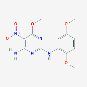 molecular formula C13H15N5O5 B11261178 N2-(2,5-dimethoxyphenyl)-6-methoxy-5-nitropyrimidine-2,4-diamine 