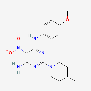 molecular formula C17H22N6O3 B11261181 N-(4-methoxyphenyl)-2-(4-methylpiperidin-1-yl)-5-nitropyrimidine-4,6-diamine 