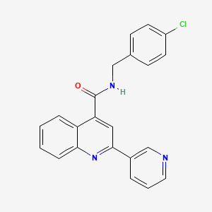 molecular formula C22H16ClN3O B11261271 N-(4-chlorobenzyl)-2-(pyridin-3-yl)quinoline-4-carboxamide 