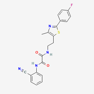 molecular formula C21H17FN4O2S B11261276 N1-(2-cyanophenyl)-N2-(2-(2-(4-fluorophenyl)-4-methylthiazol-5-yl)ethyl)oxalamide 