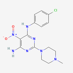 molecular formula C15H18ClN7O2 B11261309 N-(4-chlorophenyl)-2-(4-methylpiperazin-1-yl)-5-nitropyrimidine-4,6-diamine 