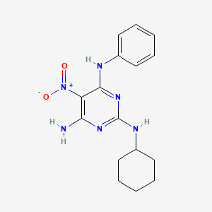 molecular formula C16H20N6O2 B11261336 N~2~-cyclohexyl-5-nitro-N~4~-phenylpyrimidine-2,4,6-triamine 