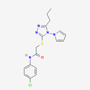 molecular formula C17H18ClN5OS B11261404 N-(4-chlorophenyl)-2-{[5-propyl-4-(1H-pyrrol-1-yl)-4H-1,2,4-triazol-3-yl]sulfanyl}acetamide 