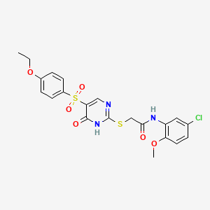 molecular formula C21H20ClN3O6S2 B11261485 N-(5-chloro-2-methoxyphenyl)-2-((5-((4-ethoxyphenyl)sulfonyl)-6-oxo-1,6-dihydropyrimidin-2-yl)thio)acetamide 