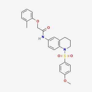 molecular formula C25H26N2O5S B11261499 N-(1-((4-methoxyphenyl)sulfonyl)-1,2,3,4-tetrahydroquinolin-6-yl)-2-(o-tolyloxy)acetamide 