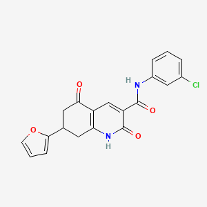 molecular formula C20H15ClN2O4 B11261507 N-(3-chlorophenyl)-7-(furan-2-yl)-2,5-dioxo-1,2,5,6,7,8-hexahydroquinoline-3-carboxamide 