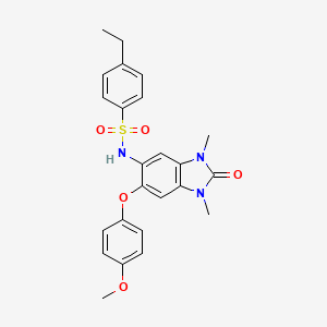 molecular formula C24H25N3O5S B11261556 4-Ethyl-N-[6-(4-methoxyphenoxy)-1,3-dimethyl-2-oxo-2,3-dihydro-1H-1,3-benzodiazol-5-YL]benzene-1-sulfonamide 
