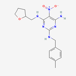 molecular formula C17H22N6O3 B11261674 N~2~-(4-methylbenzyl)-5-nitro-N~4~-(tetrahydrofuran-2-ylmethyl)pyrimidine-2,4,6-triamine 