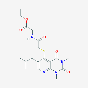 molecular formula C19H26N4O5S B11261745 Ethyl 2-(2-((6-isobutyl-1,3-dimethyl-2,4-dioxo-1,2,3,4-tetrahydropyrido[2,3-d]pyrimidin-5-yl)thio)acetamido)acetate 